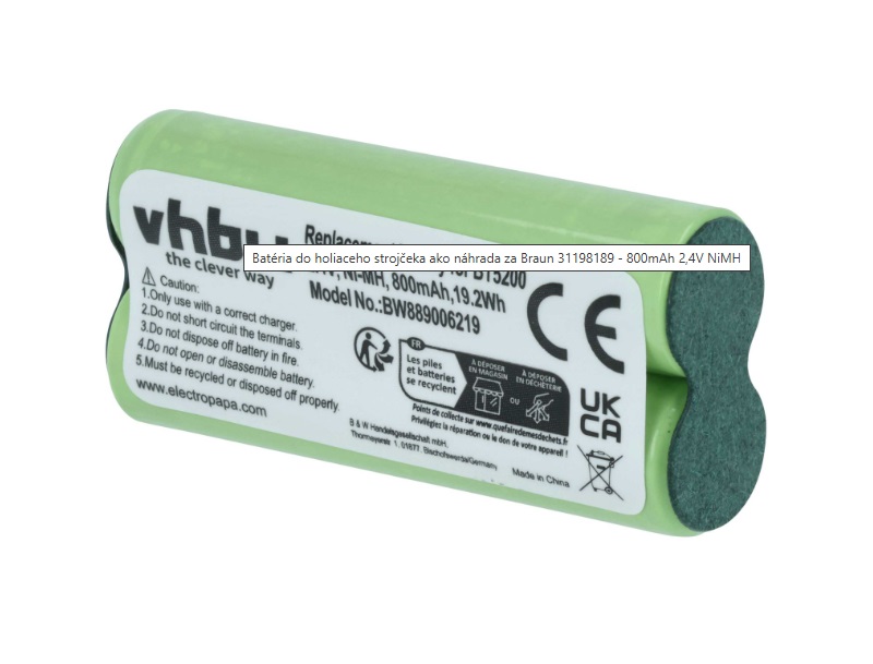 Batéria do holiaceho strojčeka ako náhrada za Braun 31198189 - 800mAh 2,4V NiMH