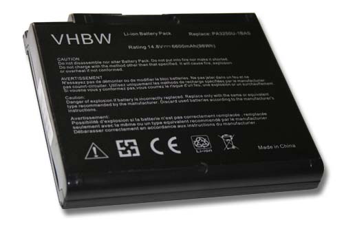 VHBW batéria TOSHIBA SATELLITE A30 6600mAh 14.8V Li-Ion 1908 - neoriginálna