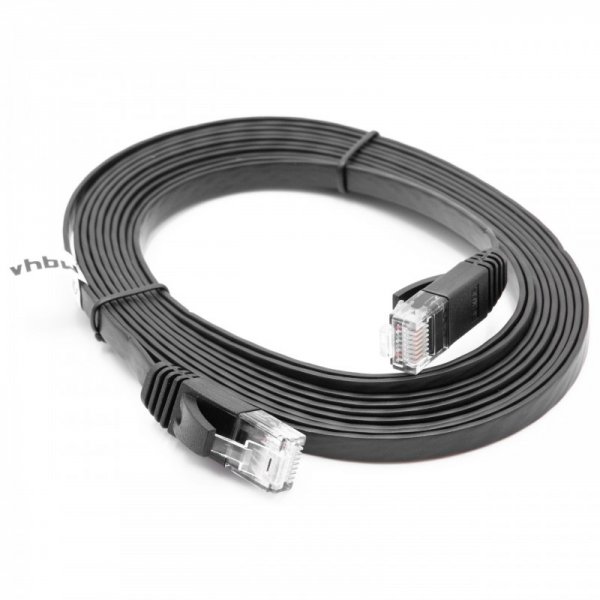 Ethernetový kábel Cat6, plochý, konektor RJ45, čierny, 3m